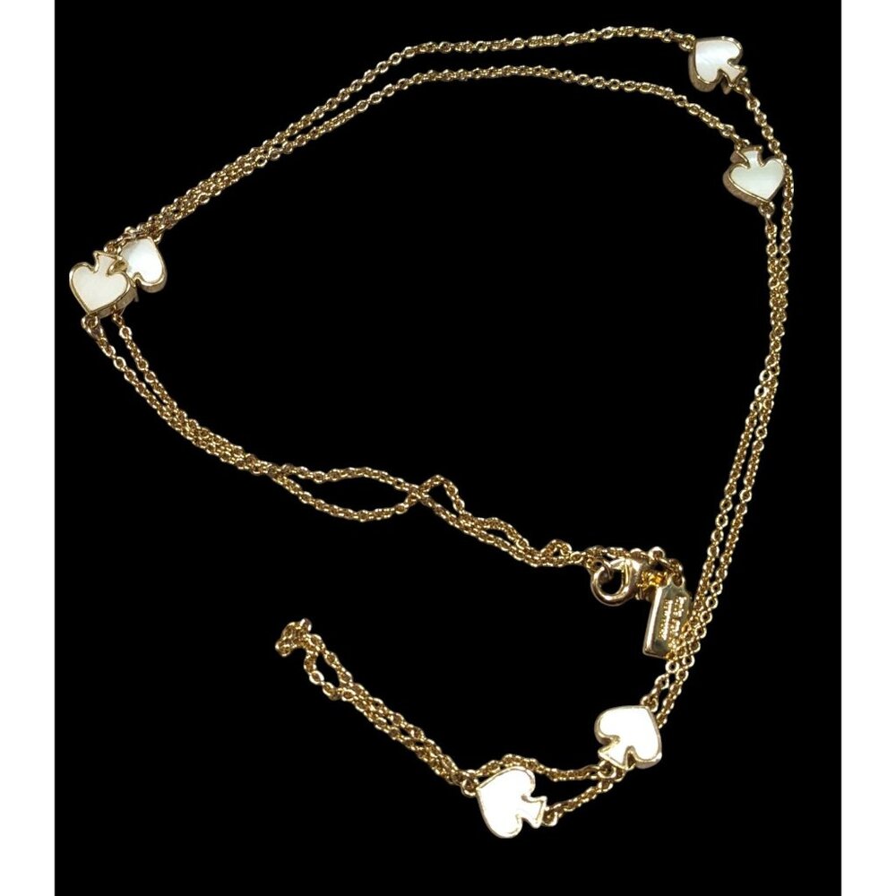 Kate Spade Mother Of Pearl White And Gold Tone Station Necklace